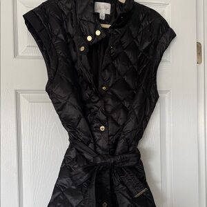 Lilly Pulitzer Dark Quilted Vest with Gold Accents Size 16 Worn One Time